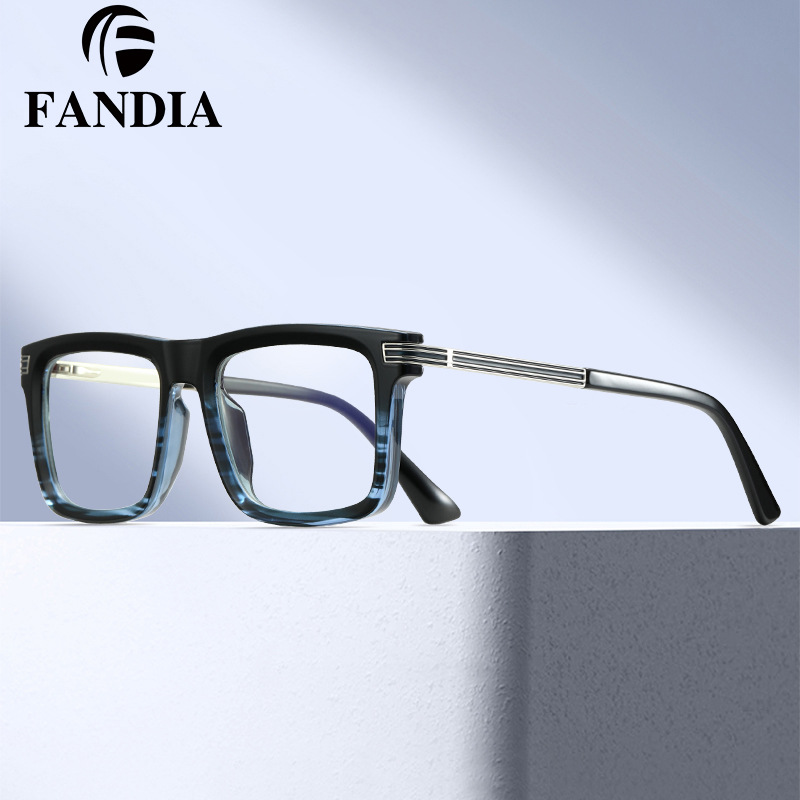 93515 nuevo marco de gafas anti-luz azul para hombres, lanza metálica de doble color, espejo plano de comercio exterior con espejo ahora
