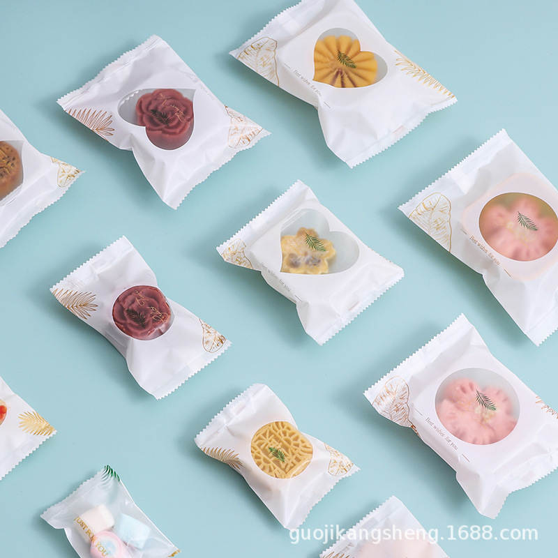 Tropical Leaf Snowflake Cracker Wafer Cake Green Bean Cake Packaging Bag Matte Thickened Wafer Sugar Machine Sealed Bag Food