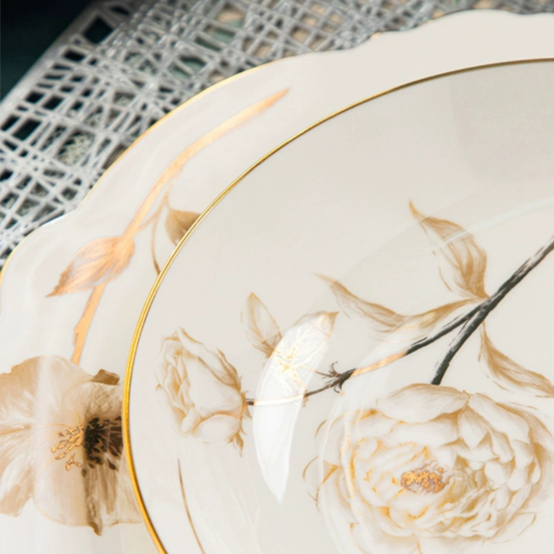 Набор мисок, домашние принадлежности, фарфоровая миска Jingdezhen Bone, керамический набор мисок, комбинация блюд и блюд