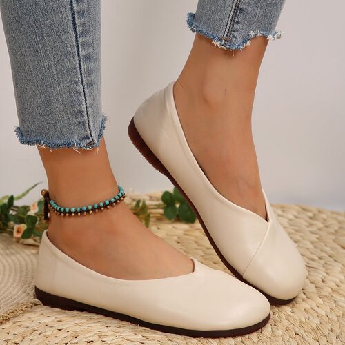 Large size single-layer women's 2024 spring and summer new round head shallow cut flat-heeled mother's shoes casual minococcasin-minoccasin-bean shoes foreign trade wholesale