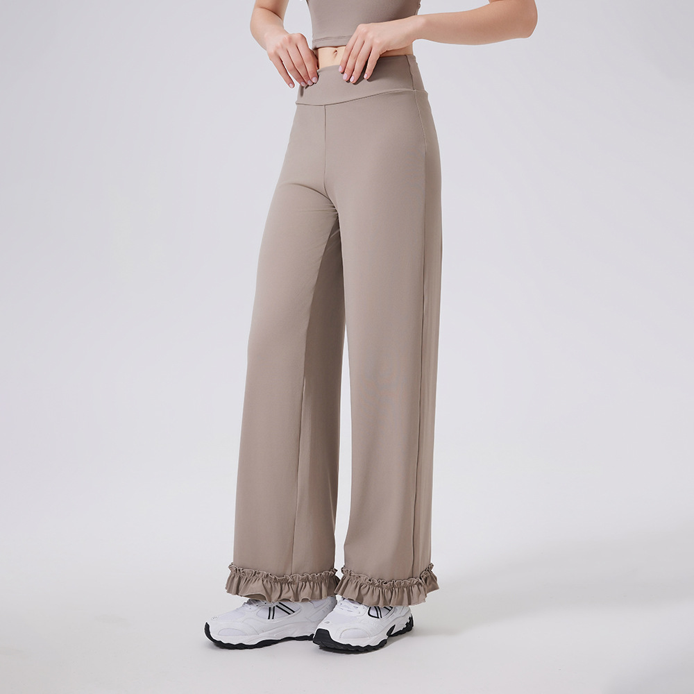 High Waist Belly Contracting Lace Loose Casual Straight Trousers