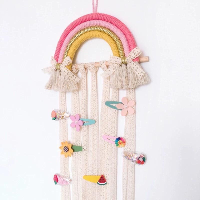 Ins в скандинавском стиле тканая Радужная заколка для детской комнаты аксессуары для волос пояс для хранения украшение стены подвесной пояс для композиций