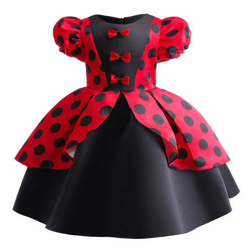 Little Girls' Dresses Retro Polka Dot Print Children's Skirts Christmas Kids' Clothing Party Performance Dress Evening Gown Princess Dress