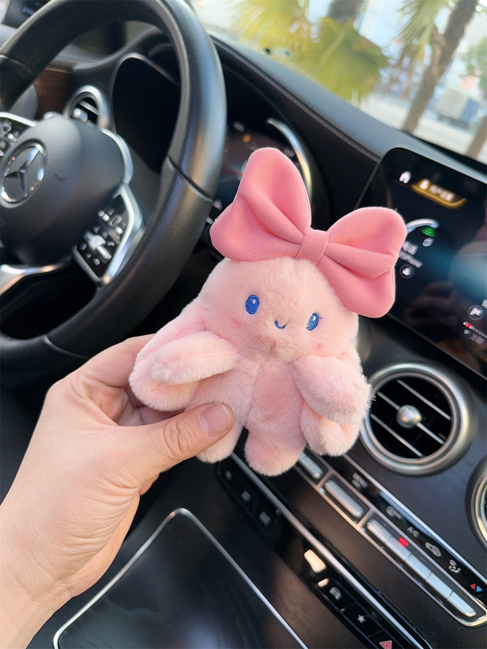 Car creative cute long ear cute rabbit screen decoration cartoon car decoration car decoration car decoration goddess