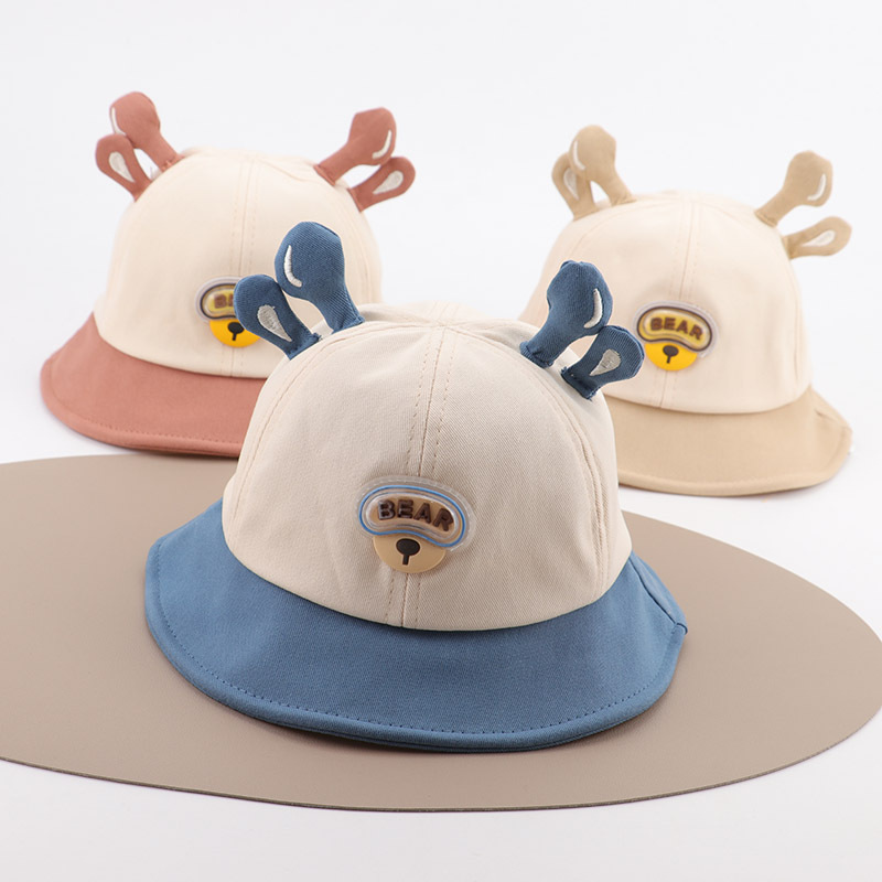 Sombrero para bebés primavera y otoño estilo coreano super lindo corno de ciervo niño sombrero primavera delgado sombrero de pescador para niños