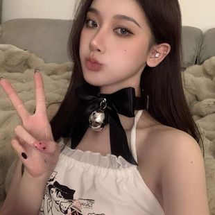 Sexy pure desire white bow bell choker collar female niche design necklace maid soft Girl Necklace