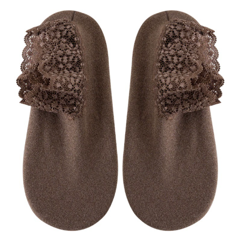 Хлопковые носки, зимние женские бархатные теплые утолщенные кружевные носки до середины икры, Свободный Рот, домашние нескользящие носки для снежного пола с флисовой подкладкой