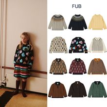 ins风AW25丹麦FUB秋冬男女宝童装针织提花套头毛衣长袖Polo 现货