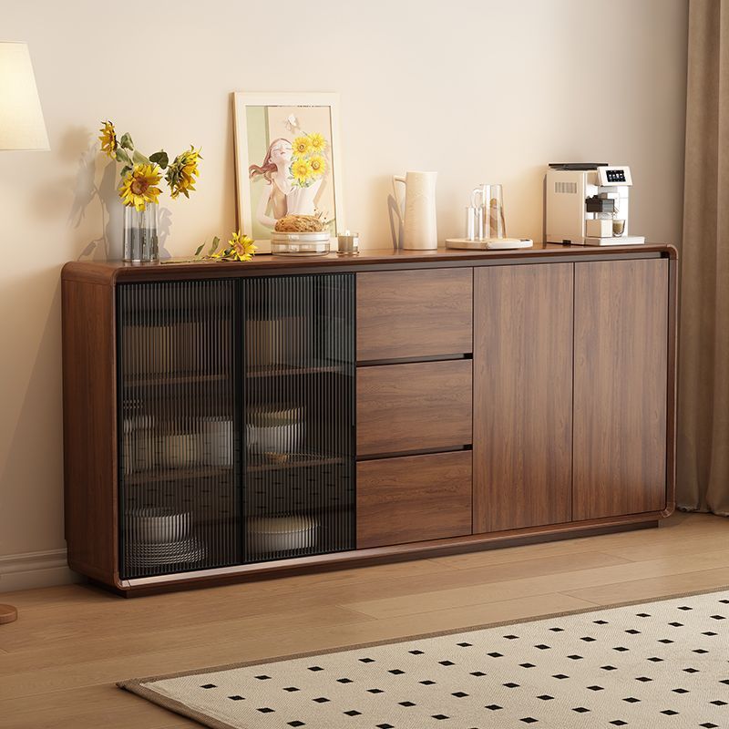 Solid Wood Sideboard 30cm Ultra-Thin Sideboard Wall-Mounted Integrated Kitchen Storage Cabinet New Chinese Style Living Room Storage Tea Cabinet