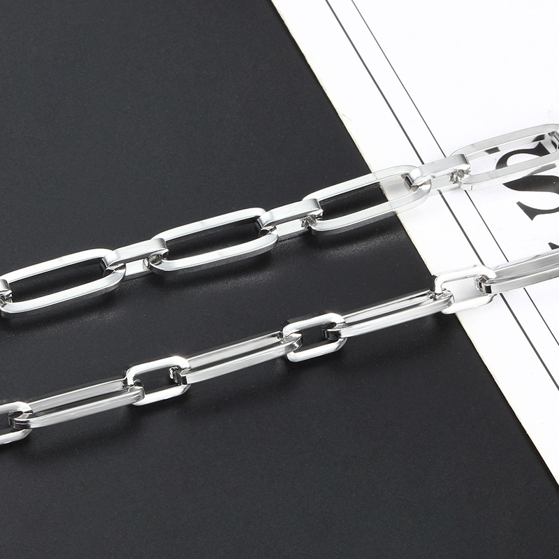 不锈钢扁椭圆十字链饰品链条 DIY项链手链颈链时尚小众轻奢风链子