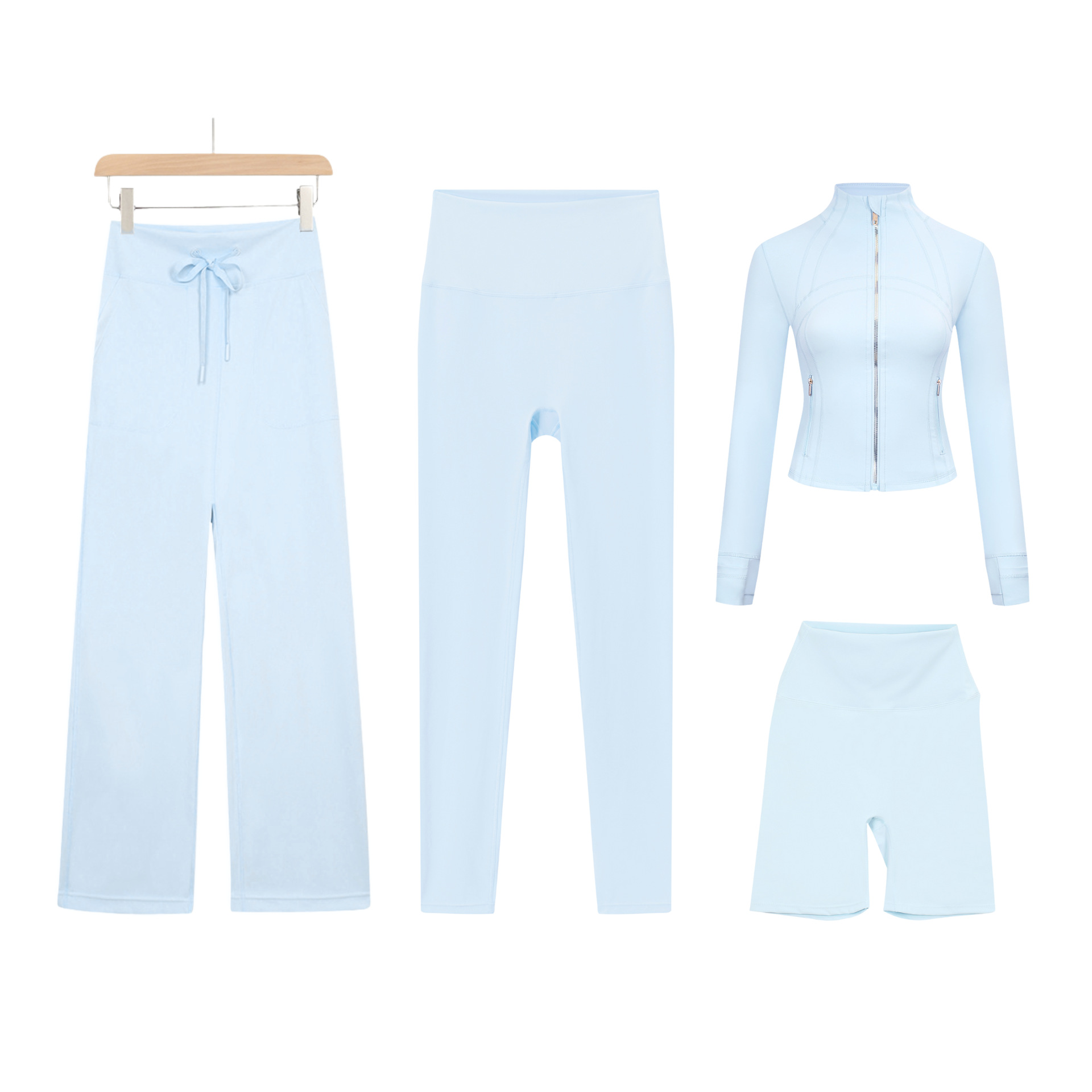 Women’s Four Piece Active Set With Cropped Pants And Jacket_voghion.com