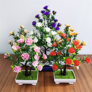 Simulation Plant Bonsai Simulation Flower Rose Plastic Plastic Popular House Home Desktop Decoration Fortune Tree Swing