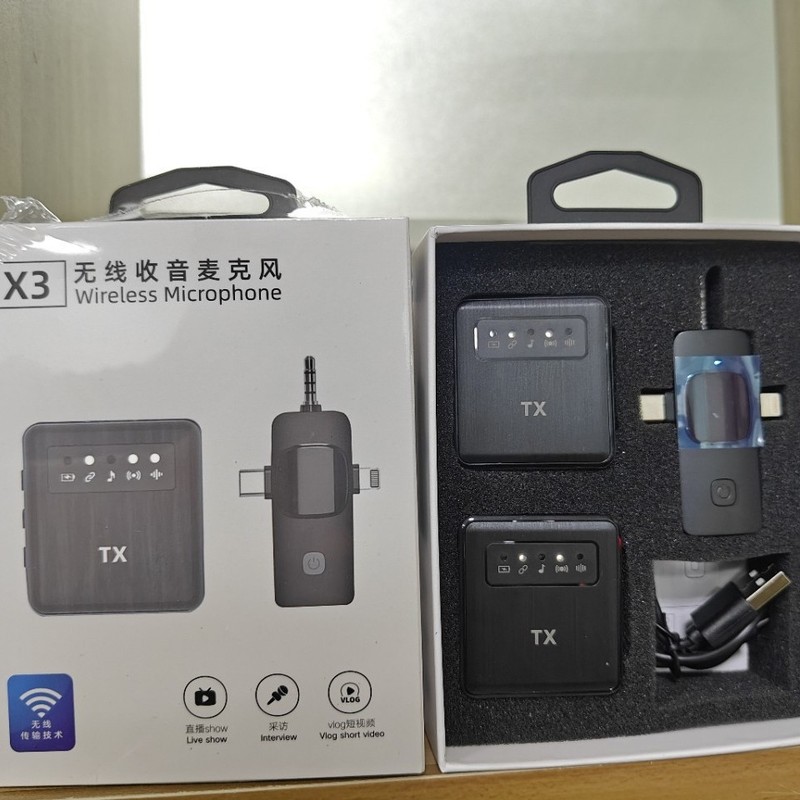 国境を越えた新しい X3 スリーインワン ラベリア マイク ラジオ携帯電話ライブブロードキャスト屋外録画ビデオラジオマイクノイズリダクション|undefined