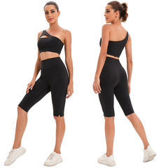 New yoga apparel set: sports bra, back-sculpting underwire, fitness capri pants, cropped high-waisted butt-lifting leggings