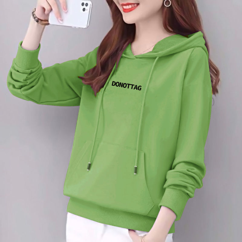Pure Cotton Edge Hat Sweatshirt Women's Casual Fashion Loose Coat Top Letter Printed Sportswear Slimming Spring and Autumn Clothes
