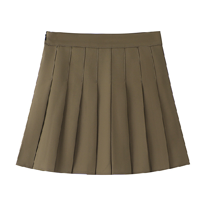 四季ショートスカート女性プリーツスカート JK 制服スカートファッションスカート (延長 + 安全パンツ + ジッパー + ボタン)|undefined