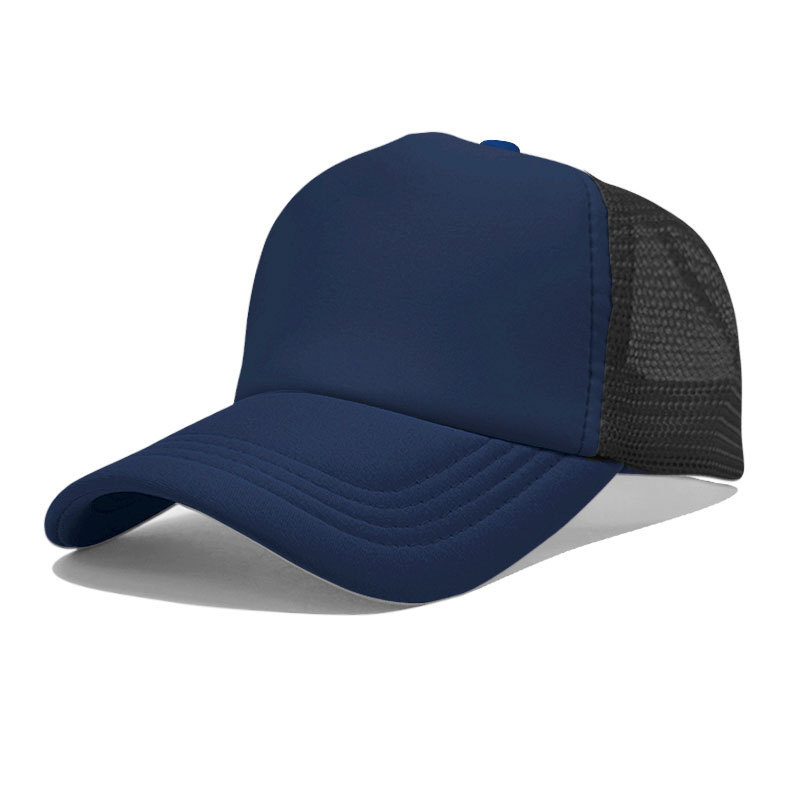 Gorra de malla de esponja con logo personalizado, gorra de béisbol de color sólido, comercio exterior transfronterizo, protección solar, gorra publicitaria con impresión personalizada, venta al por mayor.