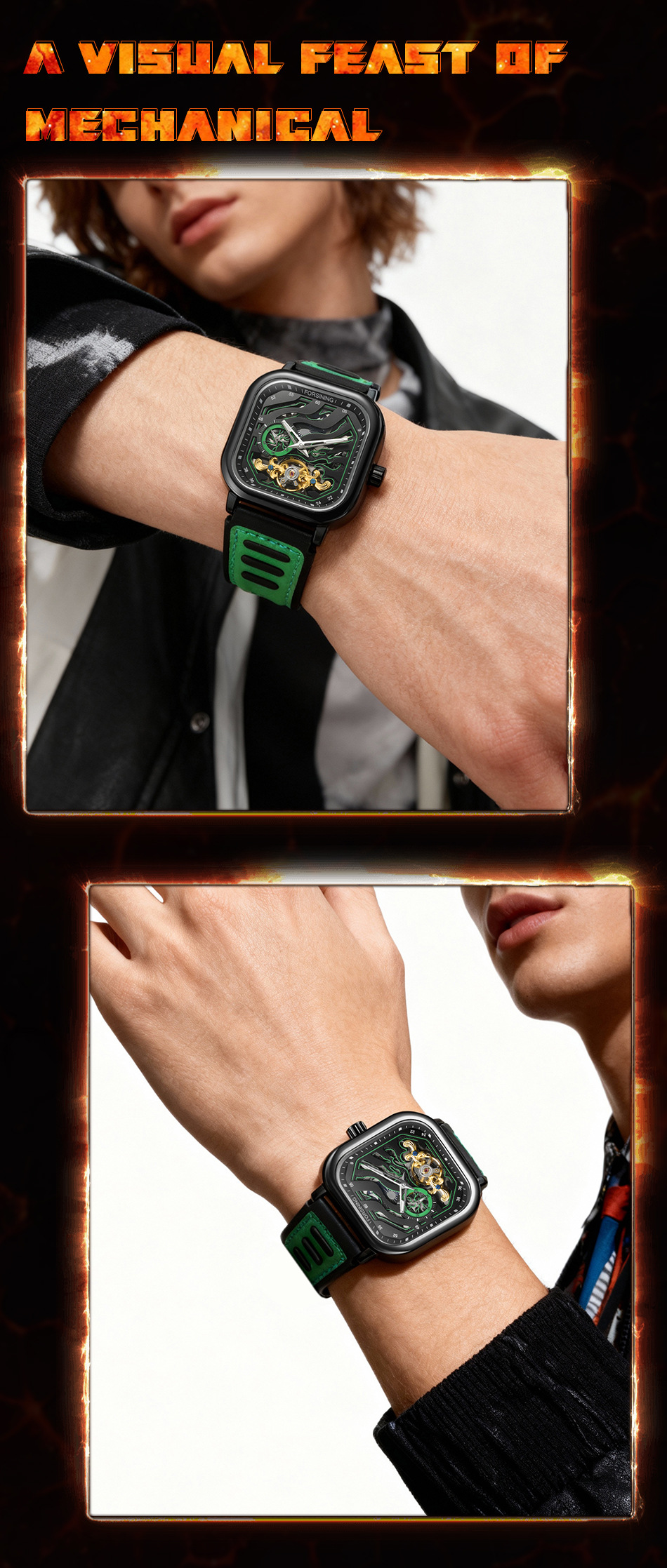 Automatic Mechanical Square Watch European Style Men’s Clock_voghion.com