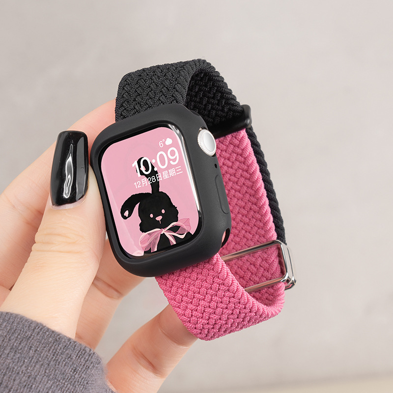 Suitable for iWatch Contrasting Color Nylon S9 Woven Sports S8 New S7 Creative 8 Classy Magnetic Suction