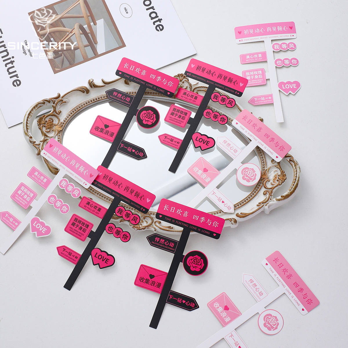 Nuevo paquete de flores de amor de siete colores, ramo de flores, tarjetas de regalo de San Valentín, materiales DIY