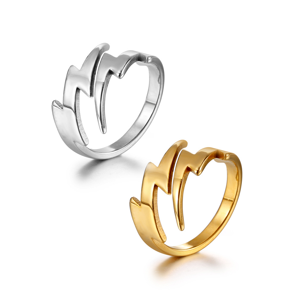 Japanese and Korean Stainless Steel Lightning Ring Titanium Steel Gloss Ring Simple Personality Trend Jewelry SA1111