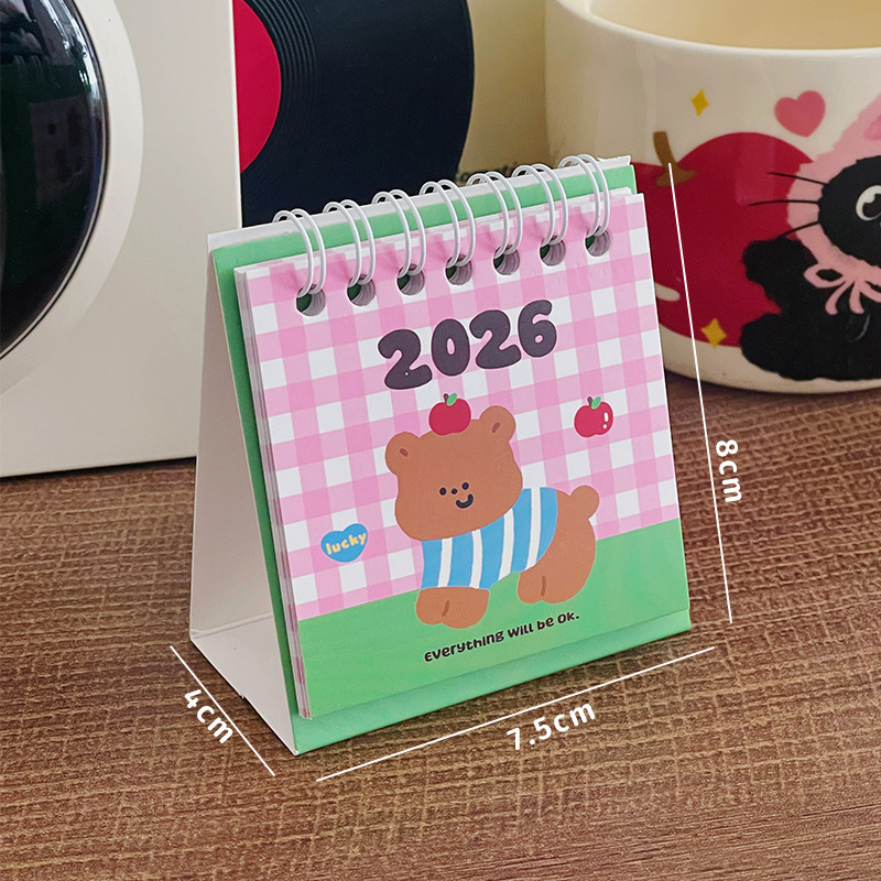 卡通桌面小台历2026学生计划本创意打卡可圈可画日历签到桌历摆件|undefined