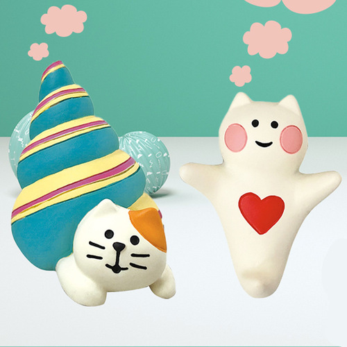 Japanese-style ZAKKA Ocean Series Shell Cat Miniature Cute & Creative Resin Figurines