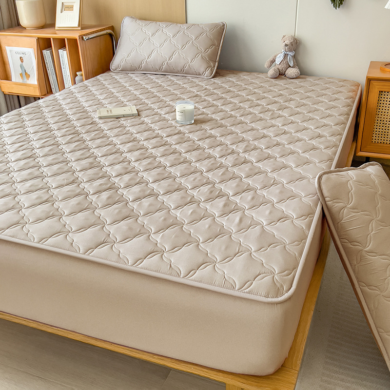Nuevo tipo de cama cubierta de protección de colchón cuatro estaciones de algodón intercalado engrosado universal todo incluido no desplazamiento cubierta de sopa