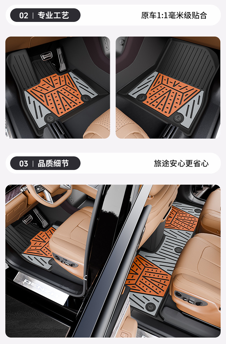 Suitable for Denza N8L N9 Special Vehicles, Colorful Tpe Car Floor Mats, Trunk Mats, Car Accessories