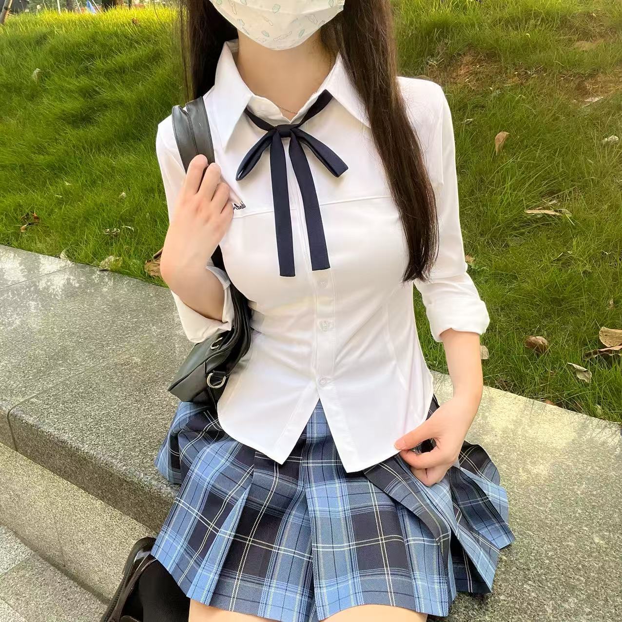 小岛jk收腰修身短袖性感女秋衬衫日系校供感制服学院夏季衬衣衬衫