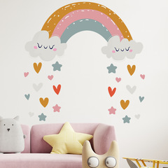 尚易SPZ-S0526彩虹雲朵PVC牆貼自粘浪漫少女兒童房裝飾批發牆貼紙