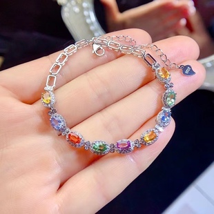 Hot Explosions S925 Silver Color Sapphire Bracelet Women's Main Stone 3*5