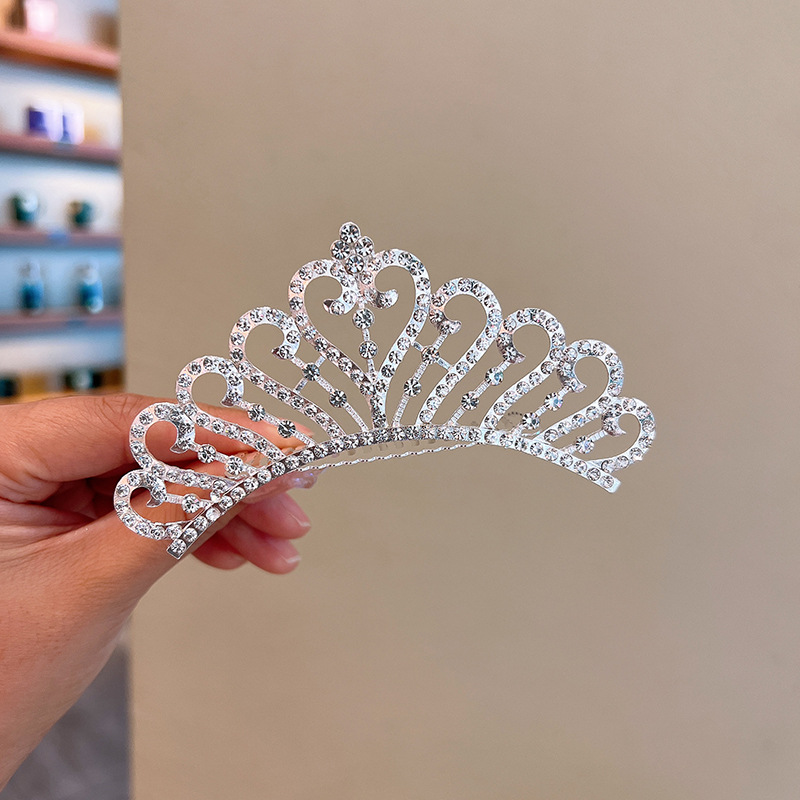 Fashion Crown Alloy Plating Inlay Rhinestones Pearl Insert Comb 1 Piece display picture 4