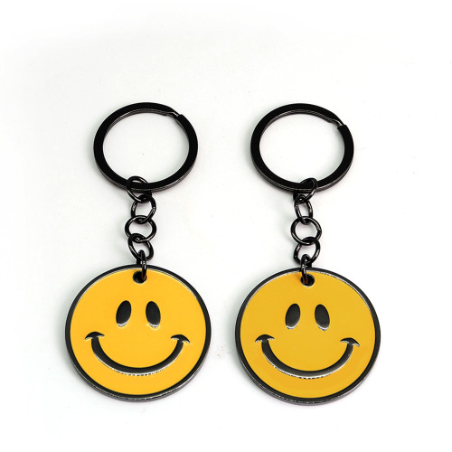 Simple school bag pendant, cute smiling face expression key chain pendant, colorful creative smile key chain