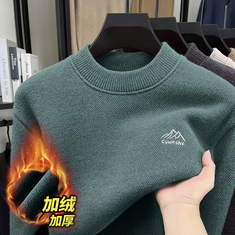 600g Fleece-Lined Thickened Chenille Sweater for Men, New Winter Fashion Warm Men's Base Knitwear Wholesale