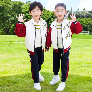 新款幼儿园园服秋冬季校服小学生班服中国风冲锋衣三件套儿童运动