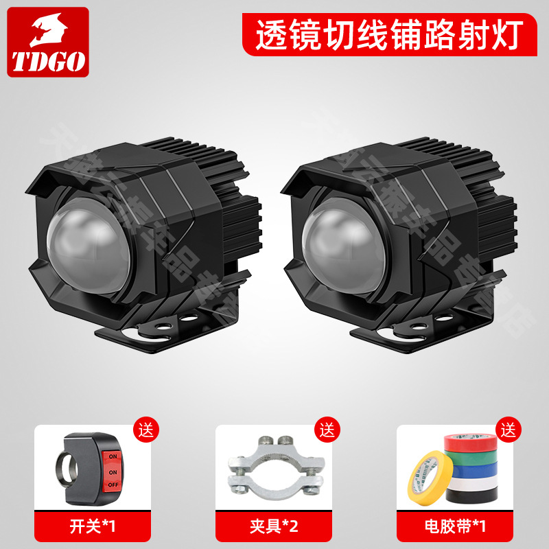 Foco LED para Motocicleta y Vehículos Eléctricos, Ultra Brillante, Externo, con Batería, para Triciclo, 12V, Modificado, Iluminación para Pavimentación de Carreteras