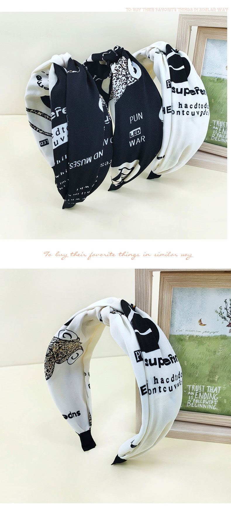 New Wide Side Knotted Non-slip Korean Bow Headband Retro Headband display picture 5