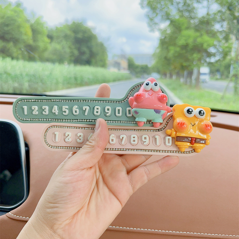 Estacionamiento temporal en el automóvil, nuevo número de teléfono móvil, placa de matrícula, coche lindo, creativo, interior, decoración, diosa, celebridad de Internet