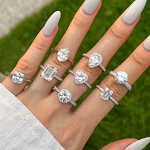 S925纯银戒指女小众设计感高碳钻求婚戒指环女士配饰跨境直播批发