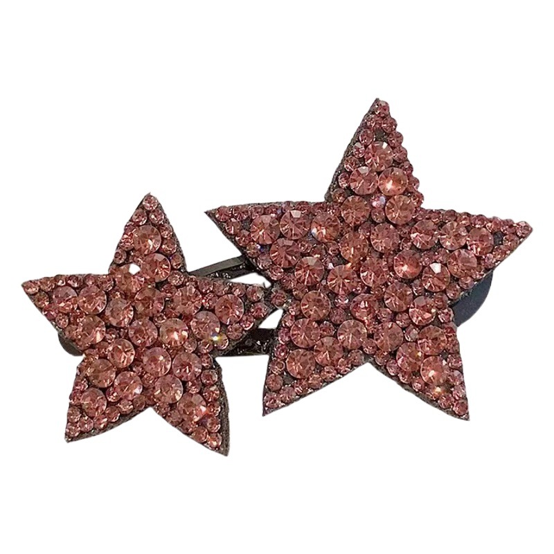 Flash Diamond estrella de cinco puntas horquilla BB clip hembra Cabeza trasera pelo roto acabado artefacto clip lateral Red rojo mismo estilo estrella horquilla