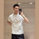 Factory direct summer fashion brand flower letter logo hot beads short sleeve fashion casual men's and women's loose all-match t-shirt