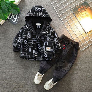 Boys Coat Autumn and Winter 2023 New fleece-lined Children Thickened Baby Western Style Coat Leather Overcome