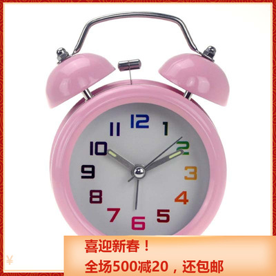 3寸簡約靜音打鈴懶人鬧鍾 卡通鍾面金屬雙鈴 學生鬧鍾ODM OEM定制