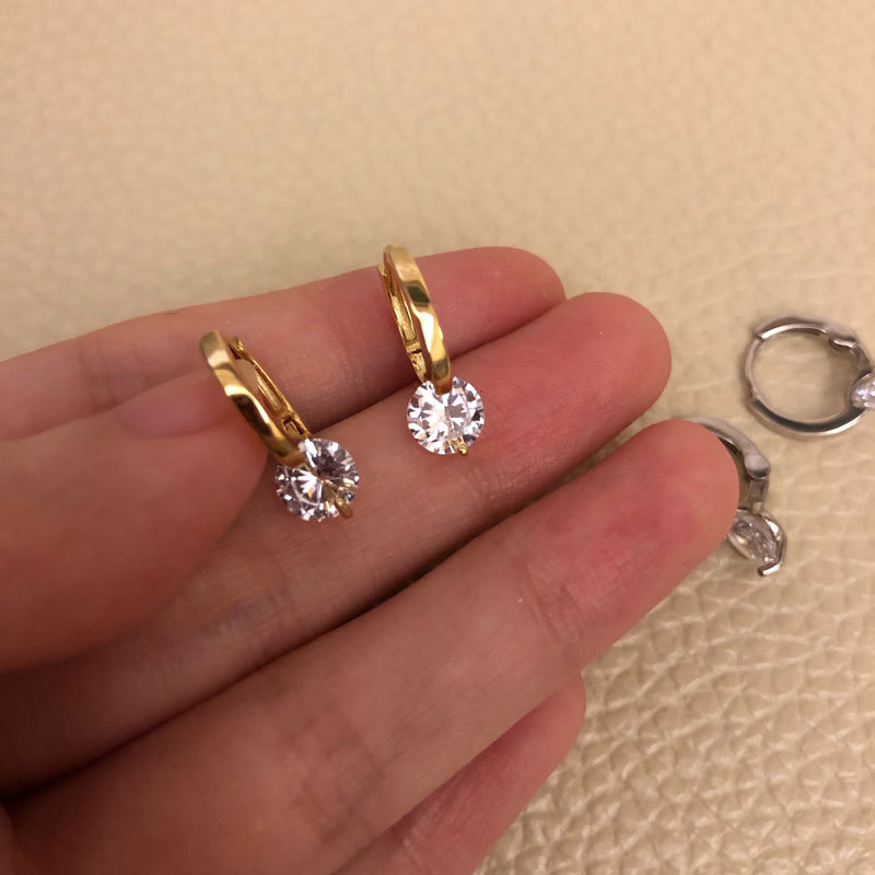 1 Pair Quantity Daily Occasion 1 Pair Simple Style Solid Color Inlay Copper Zircon Earrings