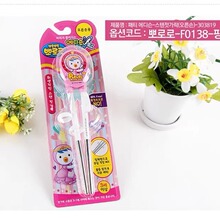 韩国正品儿童学习筷子啵乐乐粉色宝宝指环训练筷幼儿园勺叉筷