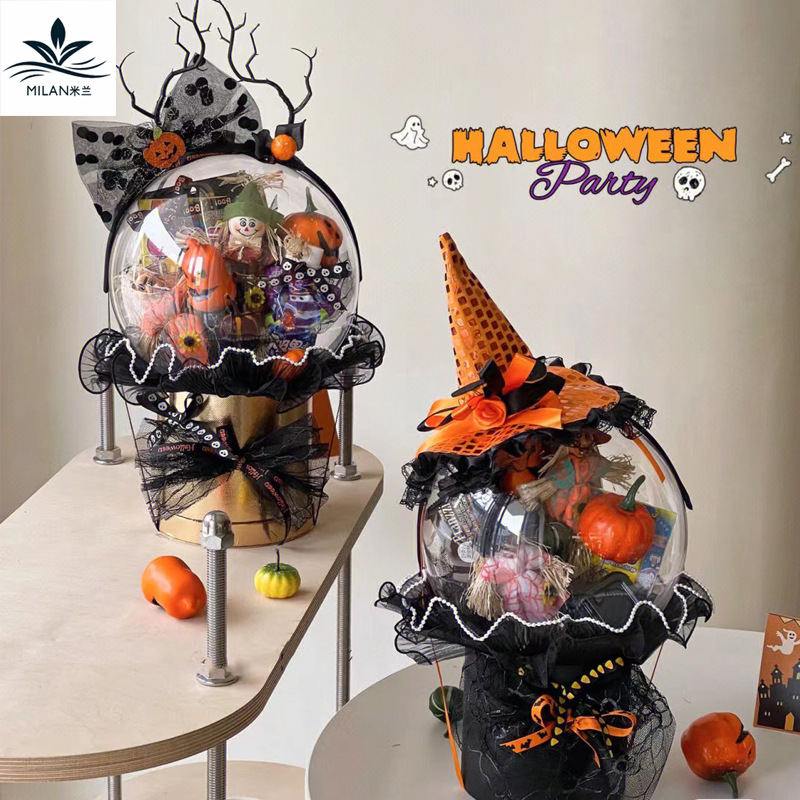 Accesorios ramo de Halloween calabaza bruja diadema acrílico bola abrazo cubo regalo hecho a mano DIY material