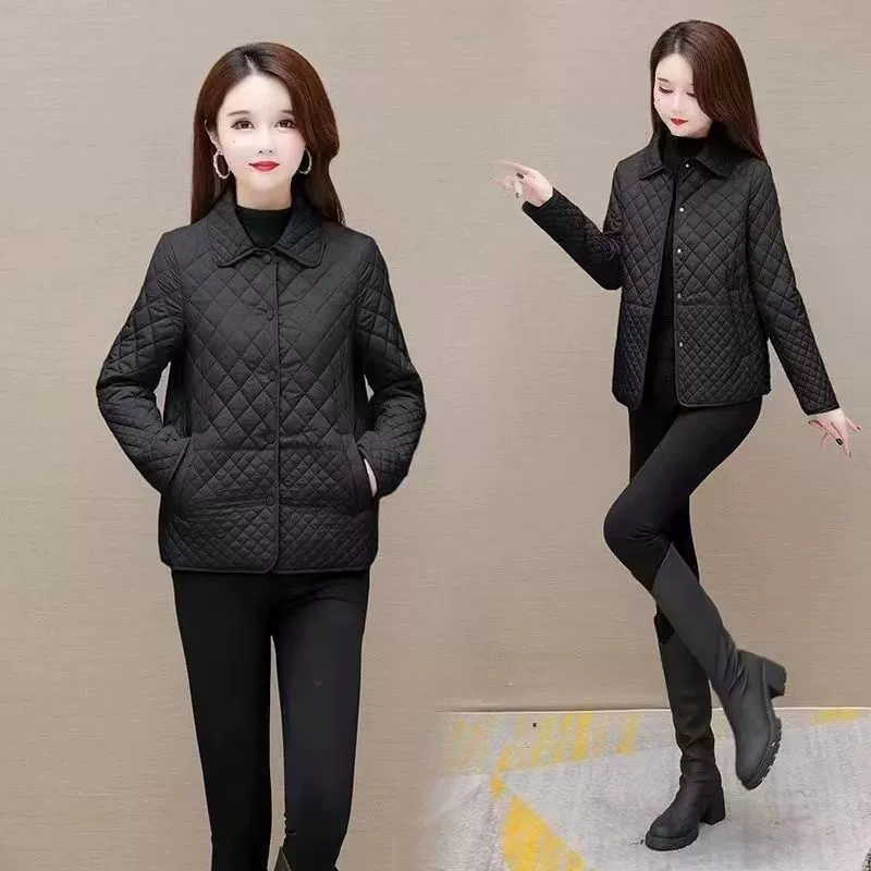 Demi-season light and thin spring short down jacket for mother, for middle age, loose fit