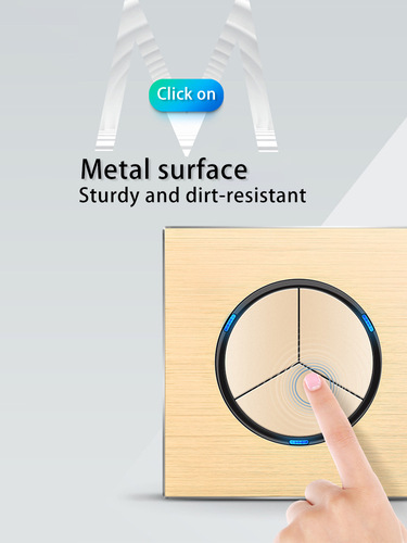Foreign Trade L77 Aluminum Wire Drawing Series Gold Point Reversible Switch Three Hole 13A International Universal Socket Panel British Standard