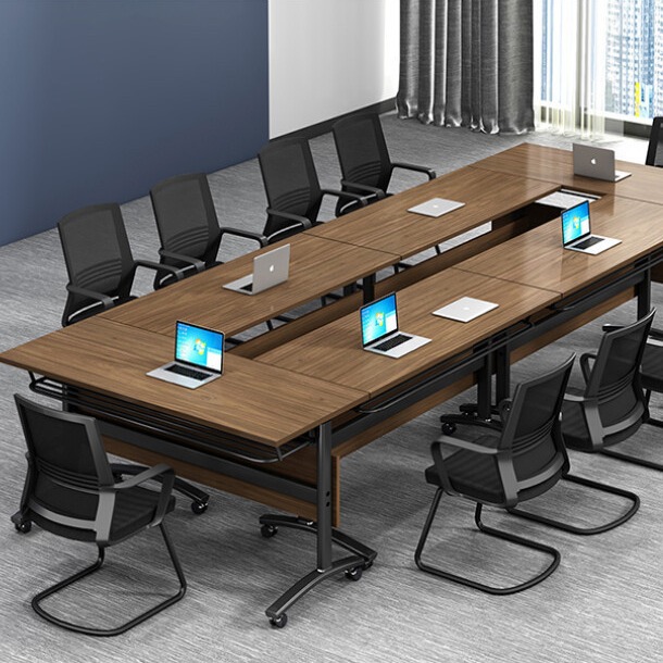 Foldable training table and chair combination movable conference table student desk double-person splicing multifunctional flip board long strip table 